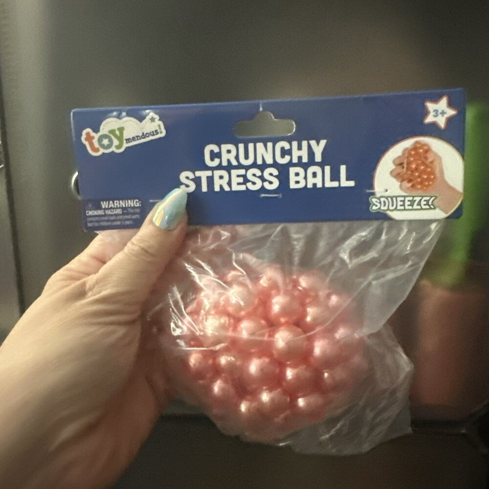 Crunchy Stress Squishy Ball Toymendous Squeeze Light Pink Pearls Ball New